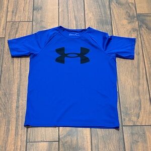 Under Armour Royal Blue Performance Crew Neck Tee with White Logo Youth Large